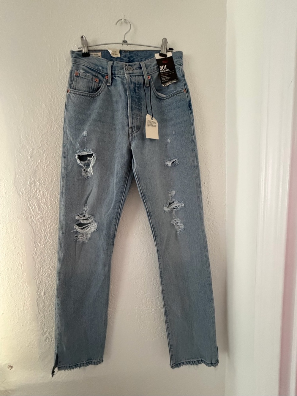 Levi's 501 Light Blue Distressed women’s Jeans